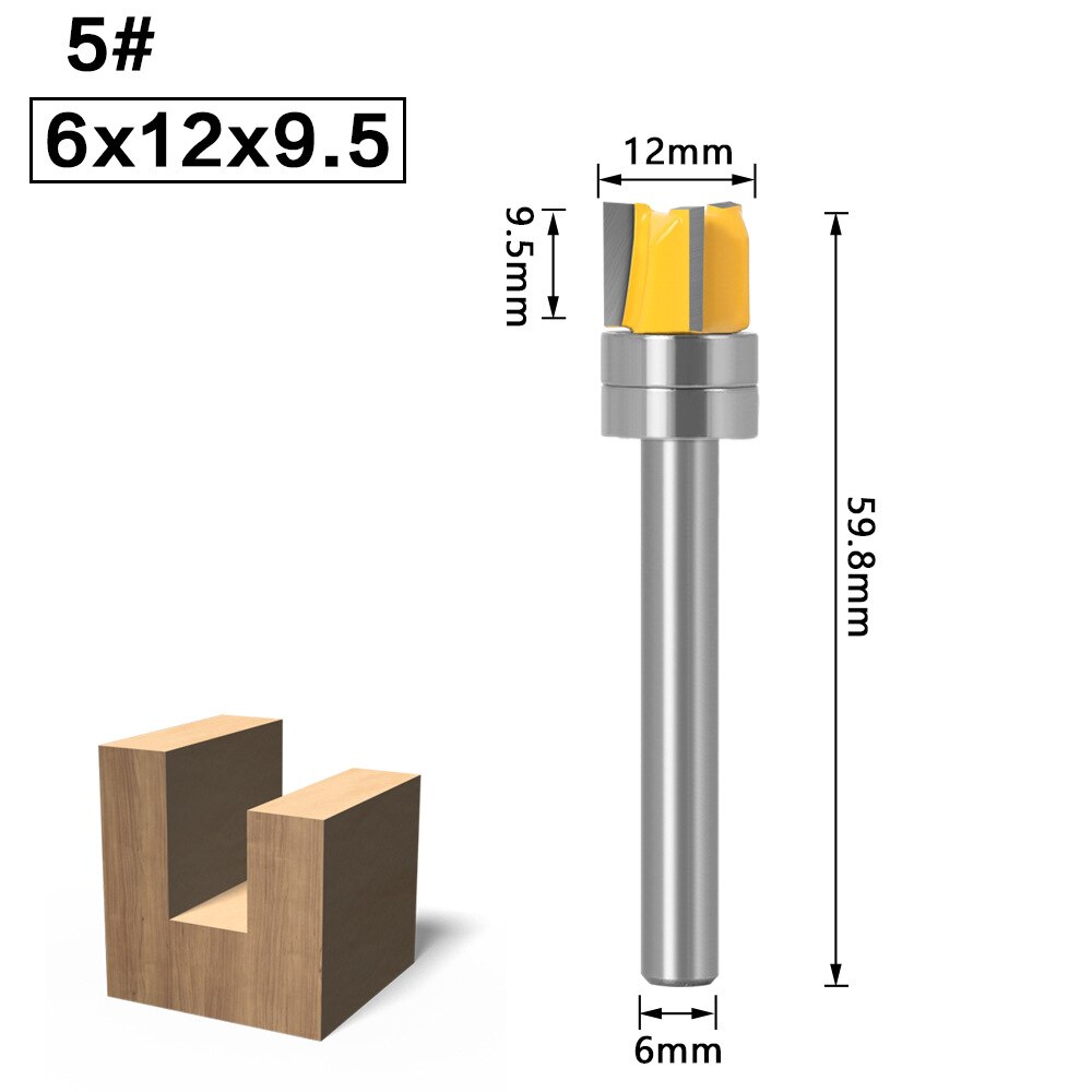 1pc 6mm skaft freser treskjæringsmal trim hengsel fres rett endefres trimmer rengjøring spyleverktøy: 05
