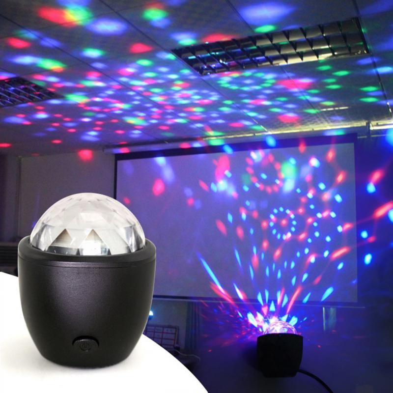 Mini Voice Activated USB Crystal Magic Ball Led Stage Disco Bal Projector Party Lichten Flash DJ Verlichting voor Thuis KTV bar Auto