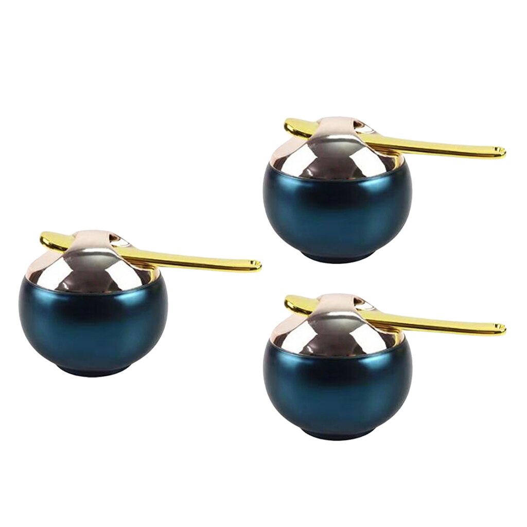 Set Of 3 8ml Blue Lip Balm Storage Jar Makeup Lipstick Pot Container Case