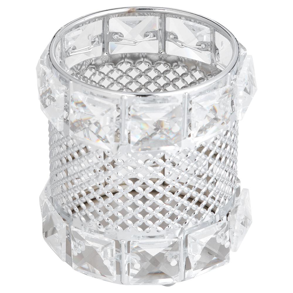 Metal Crystal Makeup Brushes Storage Tube Eyebrow Pencil Cosmetic Pens Holder Desktop Jewelry Box Organizer: F2