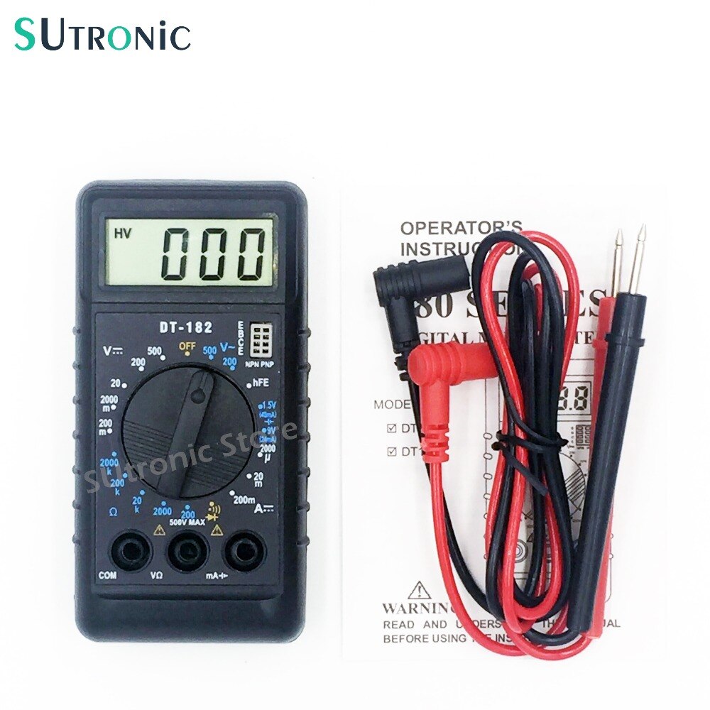 DT182 Extra Mini Digital Multimeter with Buzzer Overload protection Pocket Voltage Ampere Ohm Meter DC AC LCD Portable