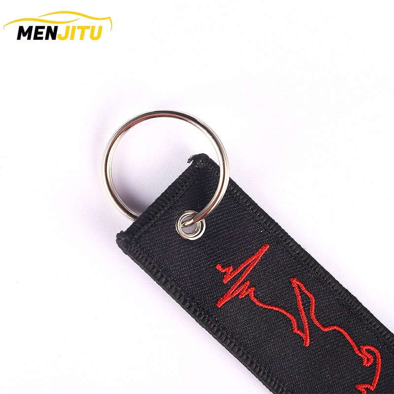 Sleutelhanger met hartslag voor motorrijders, sieradenborduurwerk, sleutelhanger voor auto en motorfiets.