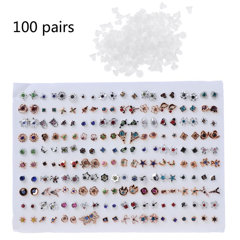 100 par forskellige stilarter polymer ler hypoallergeniske stud øreringe meget til børn: Sæt 2
