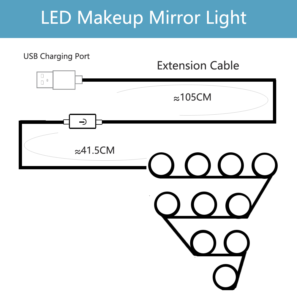 LED 5V maquillaje espejo bombilla Hollywood Vanity luces continua regulable lámpara de pared 2 6 10 14 Kit de bombillas para tocador