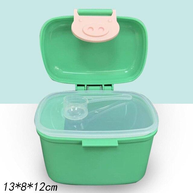 AAG Portable Baby Milk Powder Container Newborn Formula Milk Dispenser Child Food Snack Storage Tank Kids Feeding Storage Box: MAAG526-Lgreen
