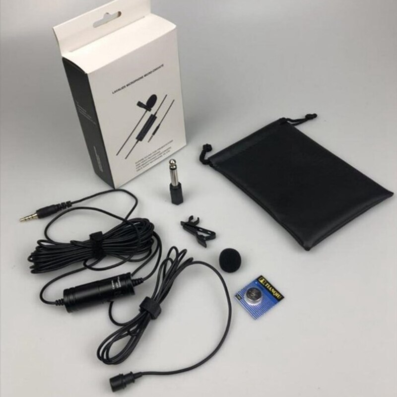 Portable Microphone Condenser Clip-on Lapel Mic Interview Microphone Wired Microphone for Phone SLR Camera Amplifier