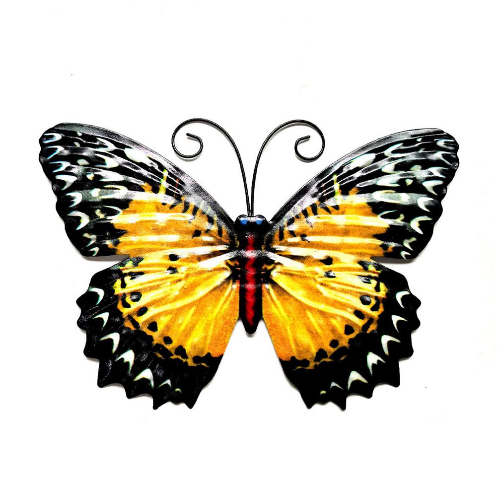 Style 3D Metal Butterfly Decor Inspirational Garden Wall Decor Sculpture Fridge Stickers Room Decoration: Yellow