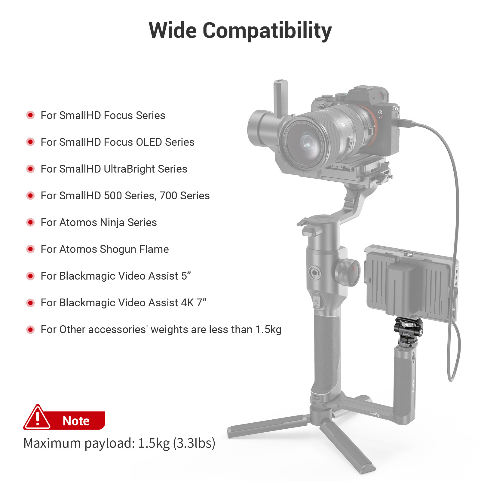 Smallrig Dslr Camera Verstelbare Camera Monitor Houder Swivel En Tilt Verstelbare Monitor Mount Met Arri-Stijl Mount 2903