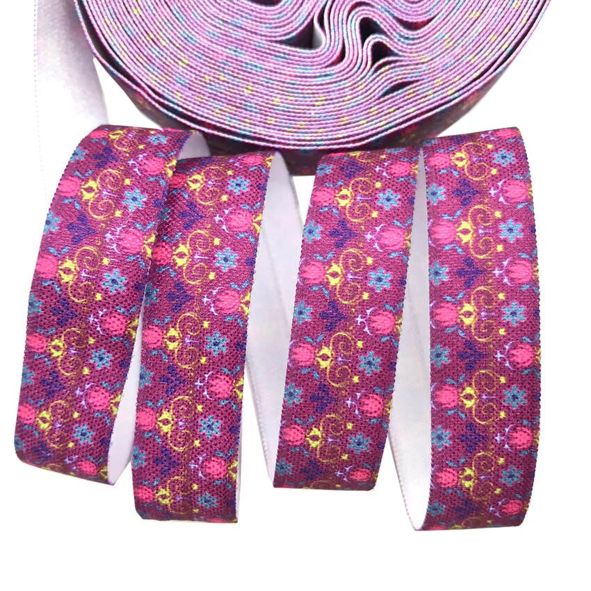 Frozen ice-cinta elástica con estampado romántico, cinta De FOE, accesorios de costura para el cabello, 10 yardas, 16mm