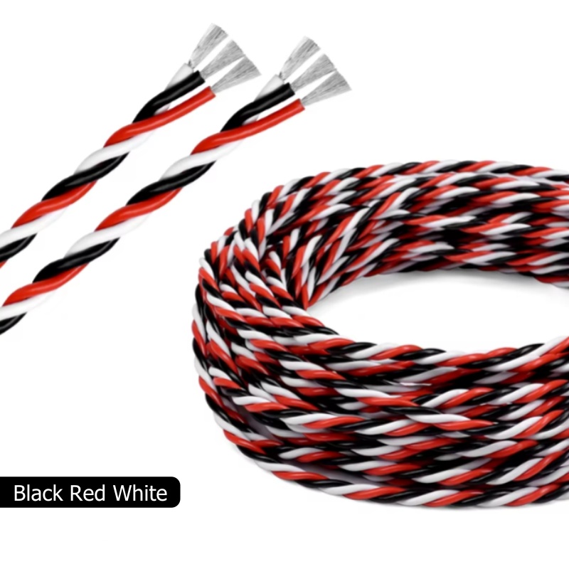 5/10/20m- trådig servoförlängningskabel 30/60 -kärnig 3 -vägs jr futaba tvinnad tråd 22/26 awg för rc-modellflygplanstillbehör
