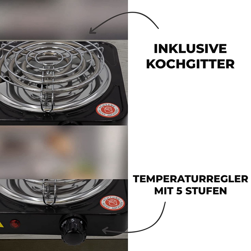 Premium Electric Single Hob 1000W-5 Power Levels Solid Electric Stove Top Single For Office,On The Go And Home EU Plug