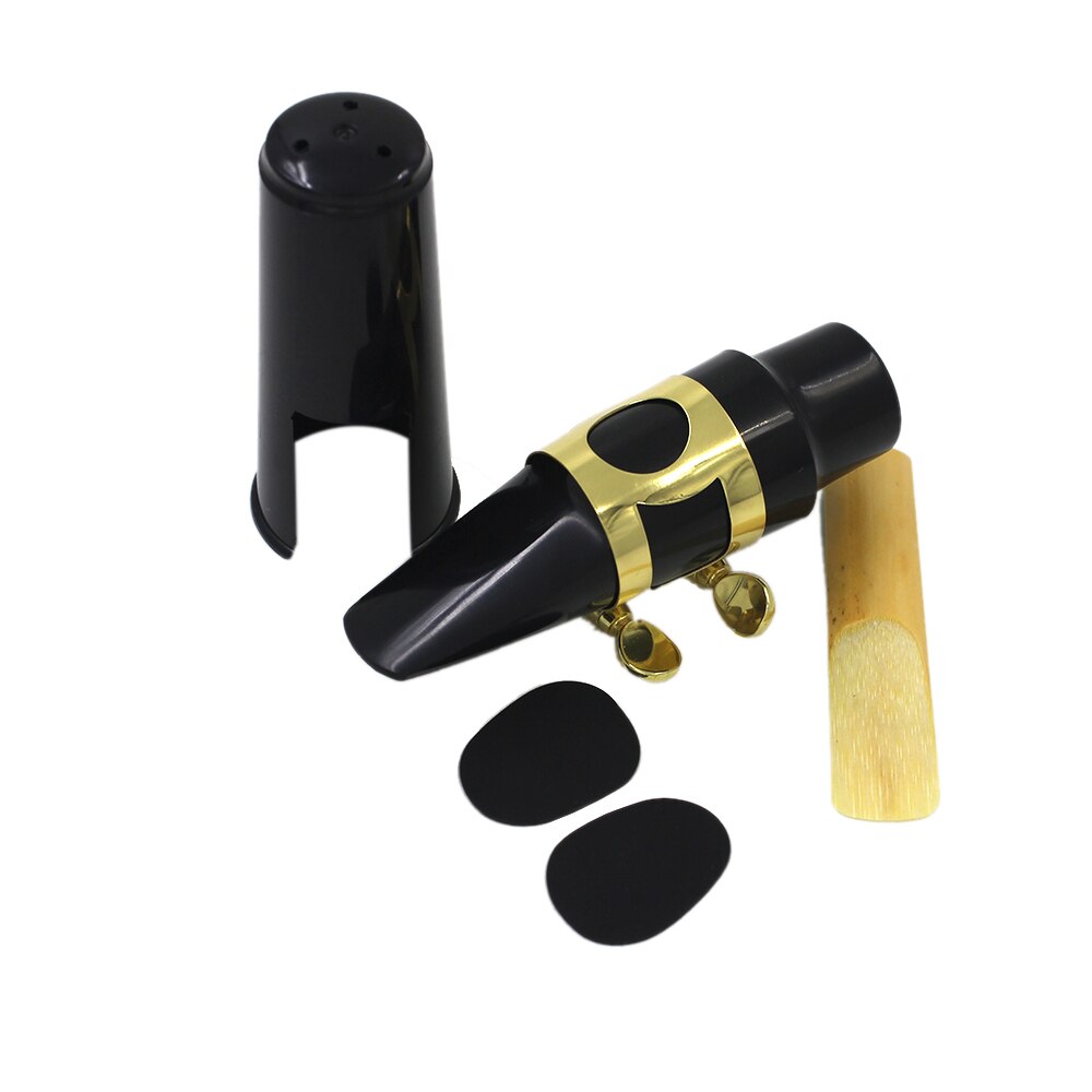 High Plastic Alto Sax Saxophone Mouthpiece Plastic with Cap Metal Buckle Reed Mouthpiece Patches Pads Cushions