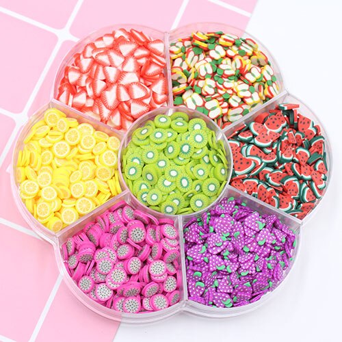 1 æske/parti frugtskiver sæt polymer ler slags frugter æble lemo til fluffy klart ler og håndværk gør diy: Stil nr. .1