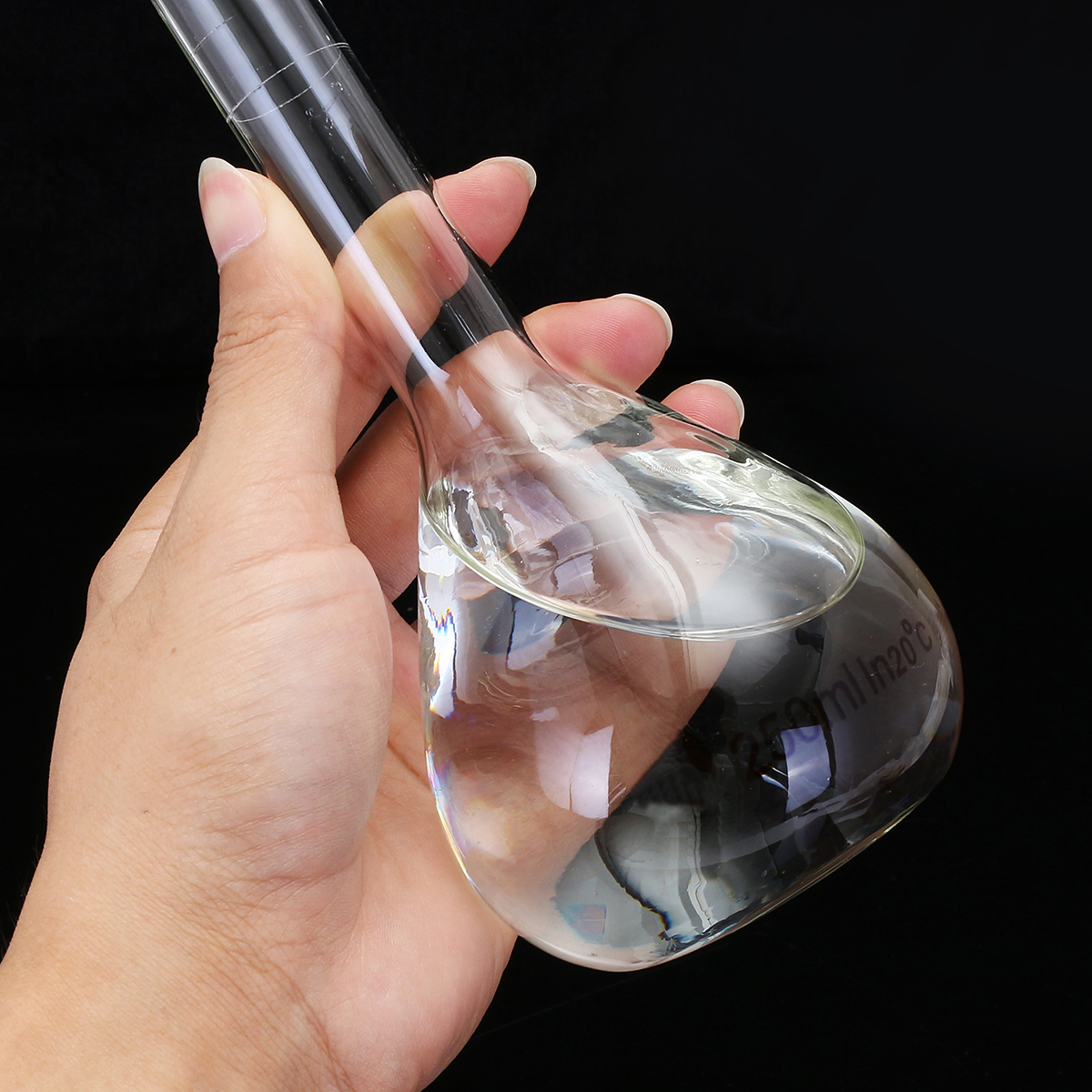 250ml Transparent Flask Glass Clear Glass Volumetric Flask with Stopper Lab Chemistry Glassware for School Teaching Lab Supplies