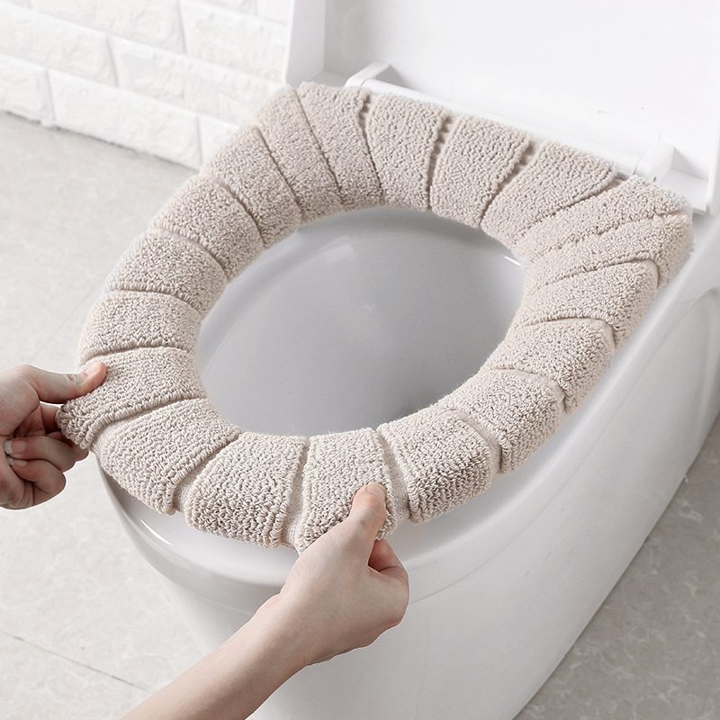 Comfortable Velvet Coral Bathroom Toilet Seat Cover Winter Toilet Cover Household Closestool Mat Seat Case Lid Cover