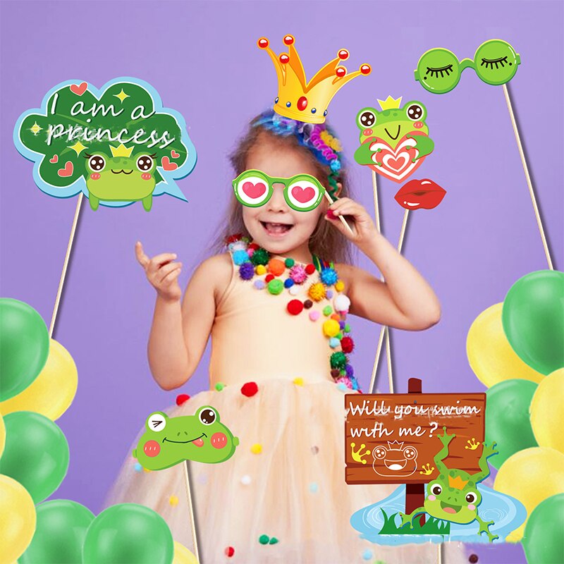 Zomer Lotusblad Kikker Cartoon Verjaardag Foto Road Groene Kikker Gelukkige Verjaardag Party Decor Kids Jongens Meisjes Camera Schieten Props