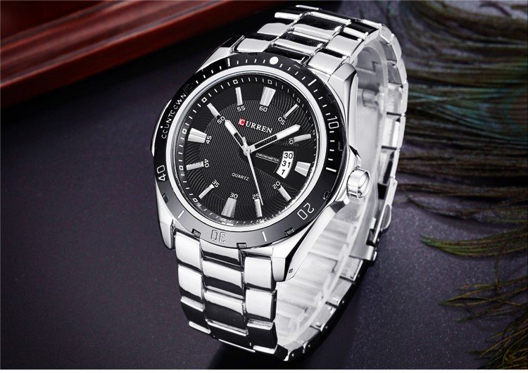 CURREN heren Horloges Top Brand Luxe Business Quartz Horloge Volledige Stalen Band Datum Waterdicht relogio masculino