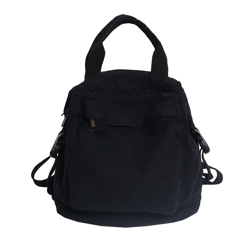 WR-mochila de lona verde para mujer, bolsa para portátil, escolar, para estudiantes, para adolescentes: black