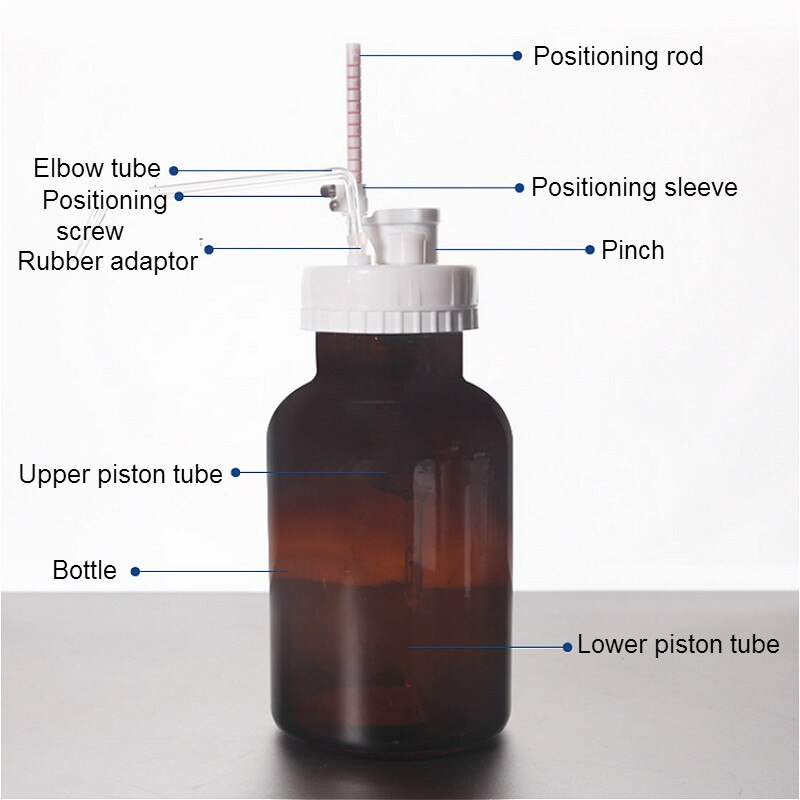 Adjustable Glass Dispenser Brown Glass Reagent Dispenser Semi-automatic Liquid Dispenser 0.1-1ml 0.5-5ml 1-10ml 1/PK