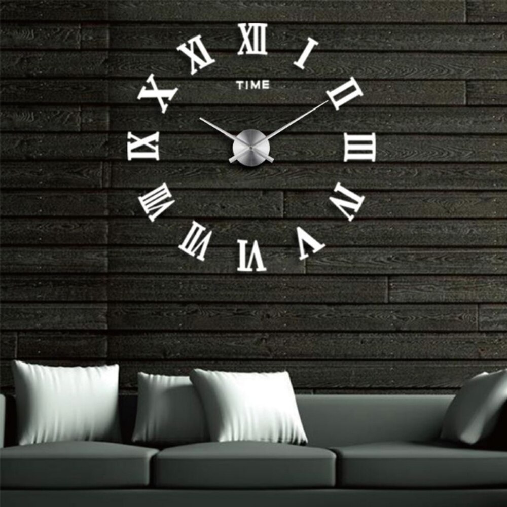 Modern big wall clock living room Roman numeral sticker unique big digital watch Diy decoration wall clock art sticker decals ho