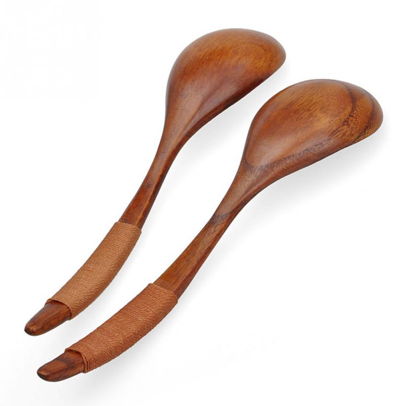 Cuchara de madera de 1/3 Uds., vajilla de laca china, cuchara de sopa de madera resistente al calor, cuchara de estilo kaki con mango marrón, cuchara para beber sopa