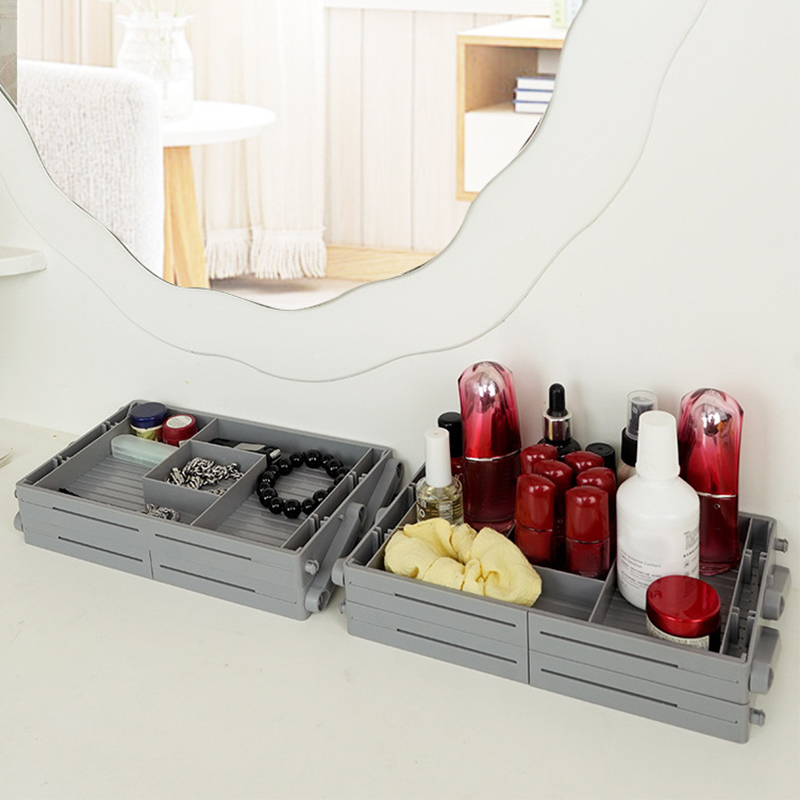 2/3 Foldable Drawer Organizer Multi Level Storage Tray Adjustable Divider Versatile Jewelry Cosmetics Drawer Organizer