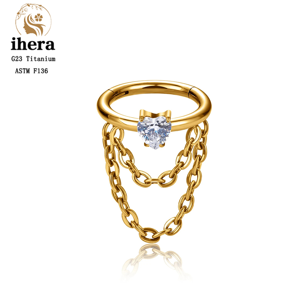 Pendientes de cadena para Piercing de titanio G23, aros de 16G, segmento con bisagras, cartílago del trago de la oreja, hélice, Concha, Daith Pierc, anillo, joyería para el cuerpo: Negro / Color amarillo claro