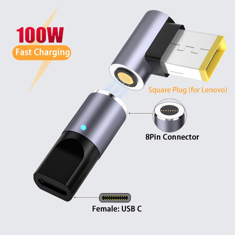 100W Magnetische Stecker Stecker USB C zu Typ C Kabel Adapter Schnelle Ladung USB Typ C Magnet Konverter für asus Hp Lenovo Laptop: Platz Stecker