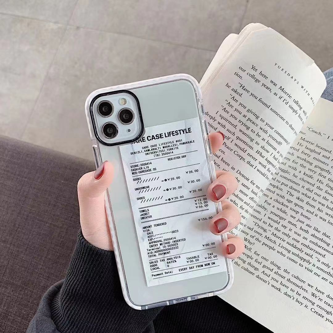 INS Cute Personality Tags Label case para iPhone X XS MAX 11 Pro 7 8 plus funda transparente suave con letras de billete de aire de lujo