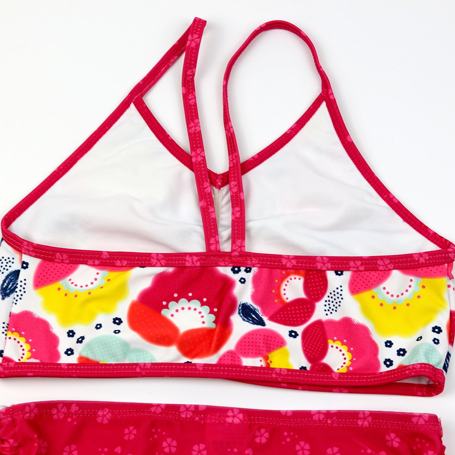 Infant Baby Girl Swimsuit 3-10 Years Children Swimwear Two Piece Girl Bathing Suit Red Floral Toddle Girl Bikini Child Swim Wear