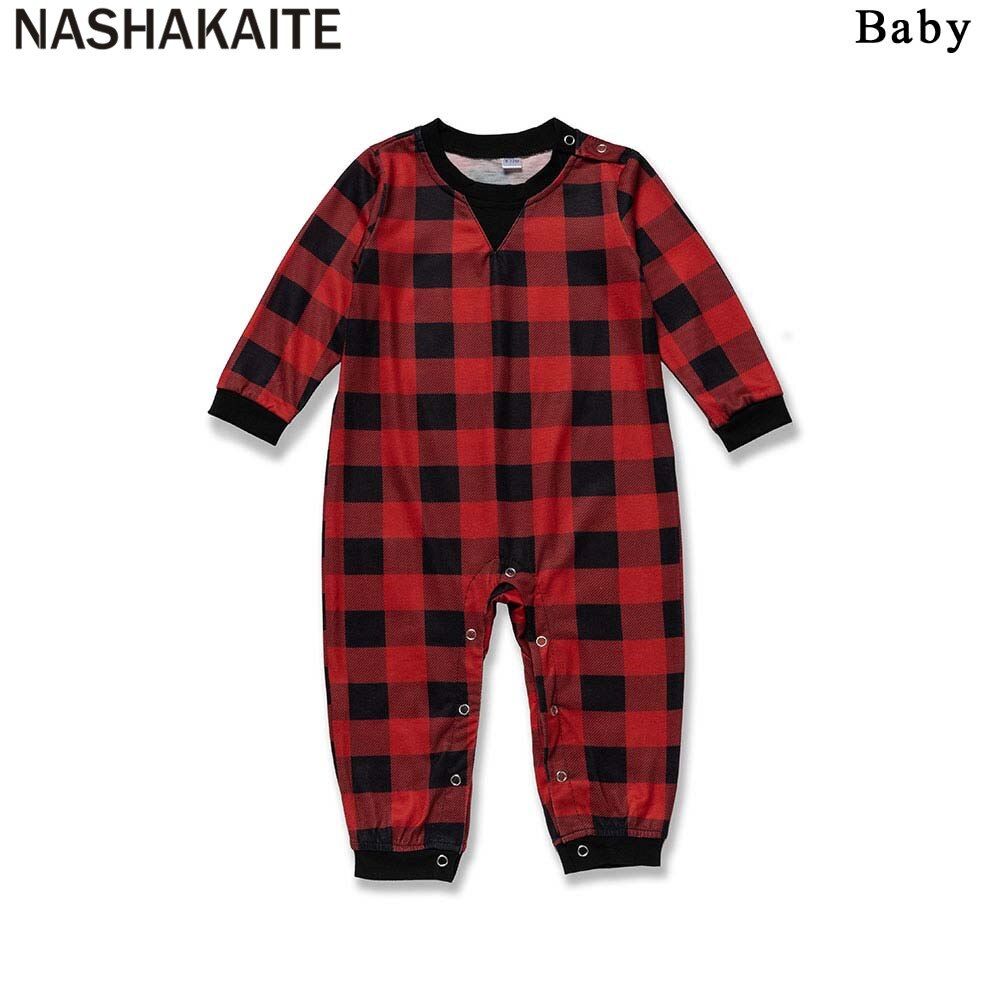 Nashakaite familie julepyjamas rød rutete mor datter langt sønn baby julepyjamas varm julepyjamas familie