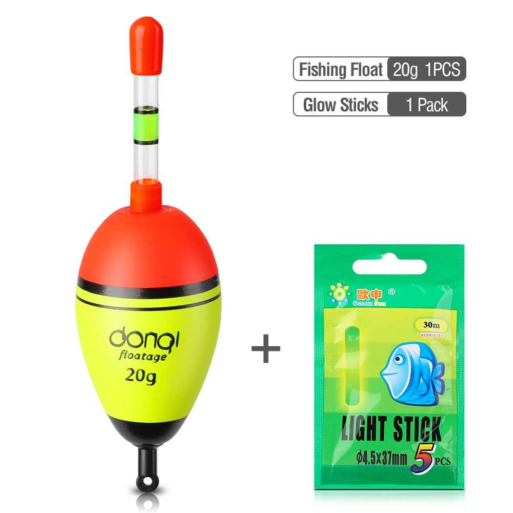 DONQL EVA Night Fishing Float Luminous Glowing Buoy 1pcs Floating Force 5g-50g with Fluorescent Light Stick Fishing Tools: Floating Force 20g