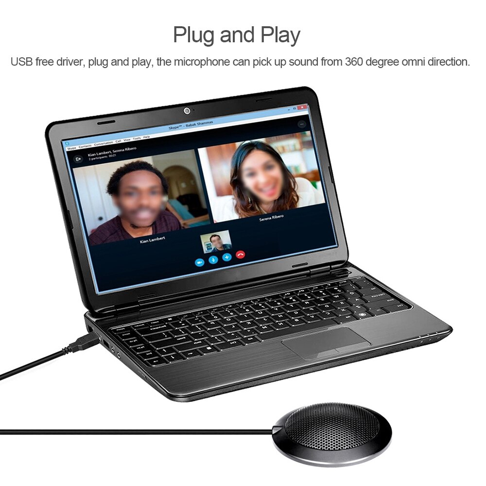 Stereo Omnidirectional Pickup Condenser Microphone Mic USB Connector for Voice Chat Meeting Business Conference Desktop Computer