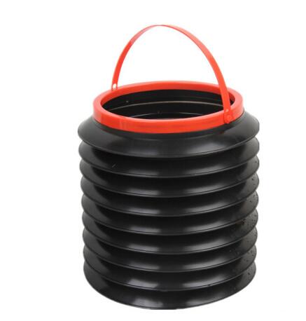 15L portátil de viaje al aire libre plegable lavabo de Camping cuenca tazón bolsa de lavamanos de baño de pie de cubo: BLACK