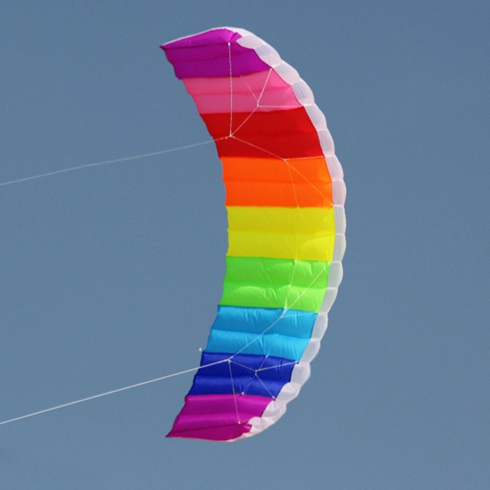 1.4/2/2.7M Rainbow Dual Lijn Kitesurfen Stunt Parachute Zachte Parafoil Surfen Kite Sport Kite Grote Outdoor Strand Vliegende Kite