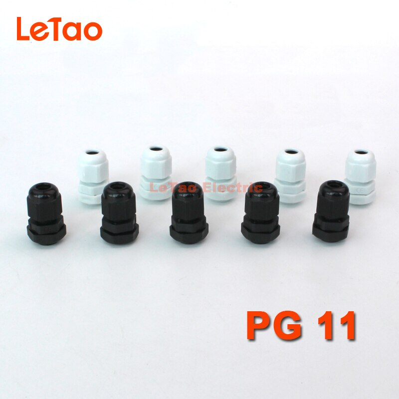 10pcs/lot PG11 Nylon Waterproof cable gland plastic connector IP68 threaded entry electrical joint Black White for 5-10mm