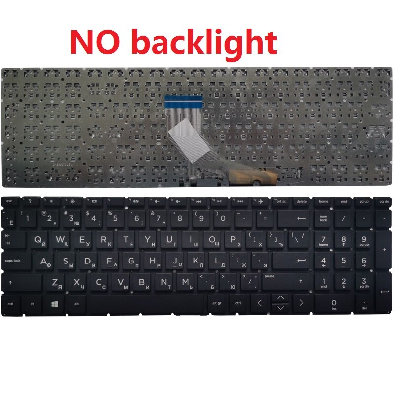 Russian/RU Laptop keyboard For HP Pavilion 15-DA 15-DB TPN-C135 TPN-C136 250 G7 255 G7 15S-DU 15-DY 15S-DY 15-DW 15-CS TPN-C139: black No backlit