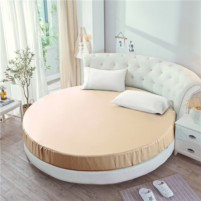Elastische Ausgestattet Blatt Weichen Seidige Satin- Bettwäsche Einfarbig Bettdecke Matratze Abdeckung für Königin Runde Betten 220x220 230x230 Cm