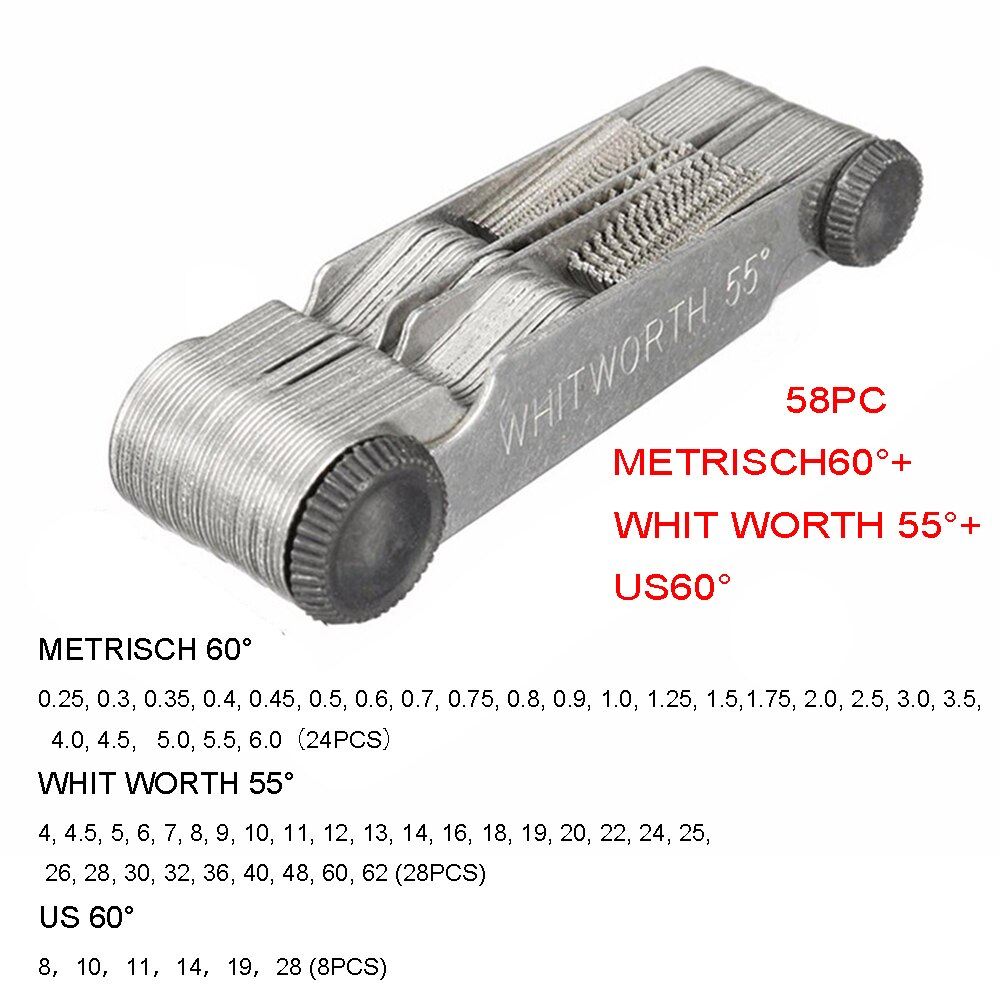5Types can Choose Radius template R gauge plate fillet gaug External Internal Concave Convex Measuring tools: METR WHIT (52PC)