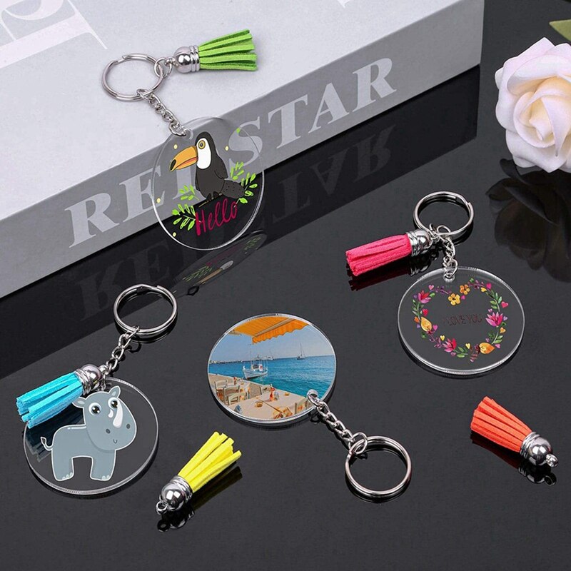 Sublimation Keychain Blanks Set, Keychain Making Kit With Acrylic Blanks, Tassels, Keychain Rings, Jump Rings