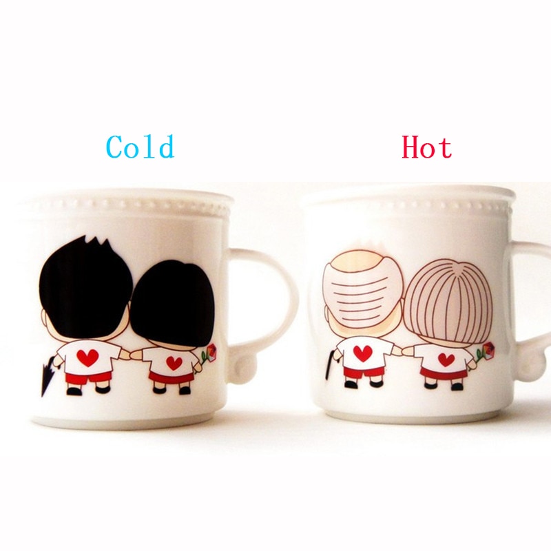 1Pcs Leuke Koppels Kleur Veranderende Mokken Keramische Kopjes Koffie Mokken Melk Mokken Beste Voor liefhebbers Vrienden