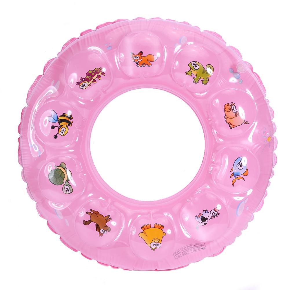 55/65/75cm Diameter Cartoon Pattern Air Inflatable Float Raft Circles PVC Swimming Rings Water Sports Products: Pink-70 cm