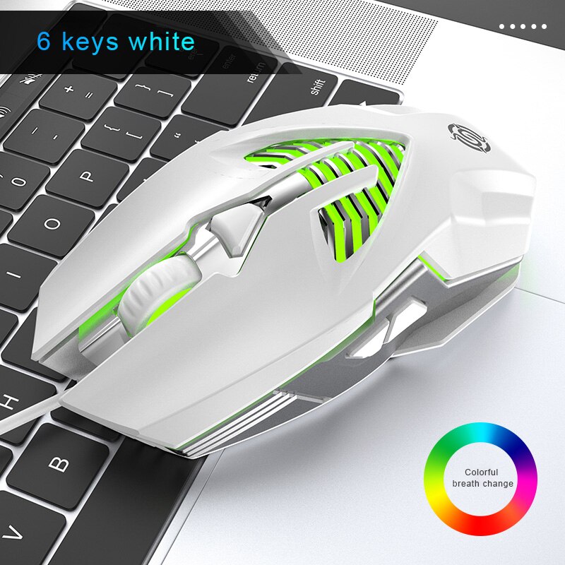 Competitive Gaming Mouse Usb 6 Button Macro Definition Metal Mouse Desktop Notebook Mouse: white