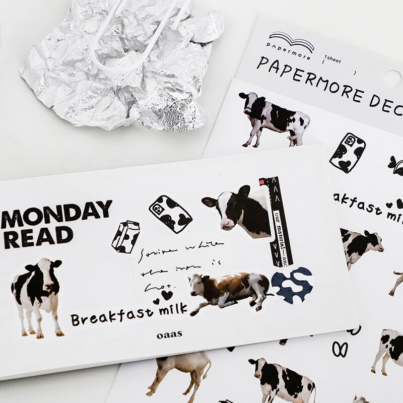 Kawaii Stickers aesthetic animal Sticker cat dog cow Cute Decorative Adhesive Diy Diary Album Stationery Supplies