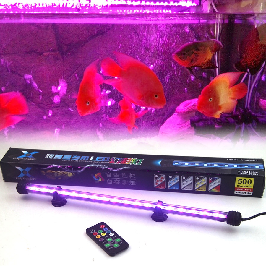 Hoge 25-55 Cm Afstandsbediening Kleurrijke Led Aquarium Licht Aquarium Koraal Lamp 5050 Rgb Submersible Lichten