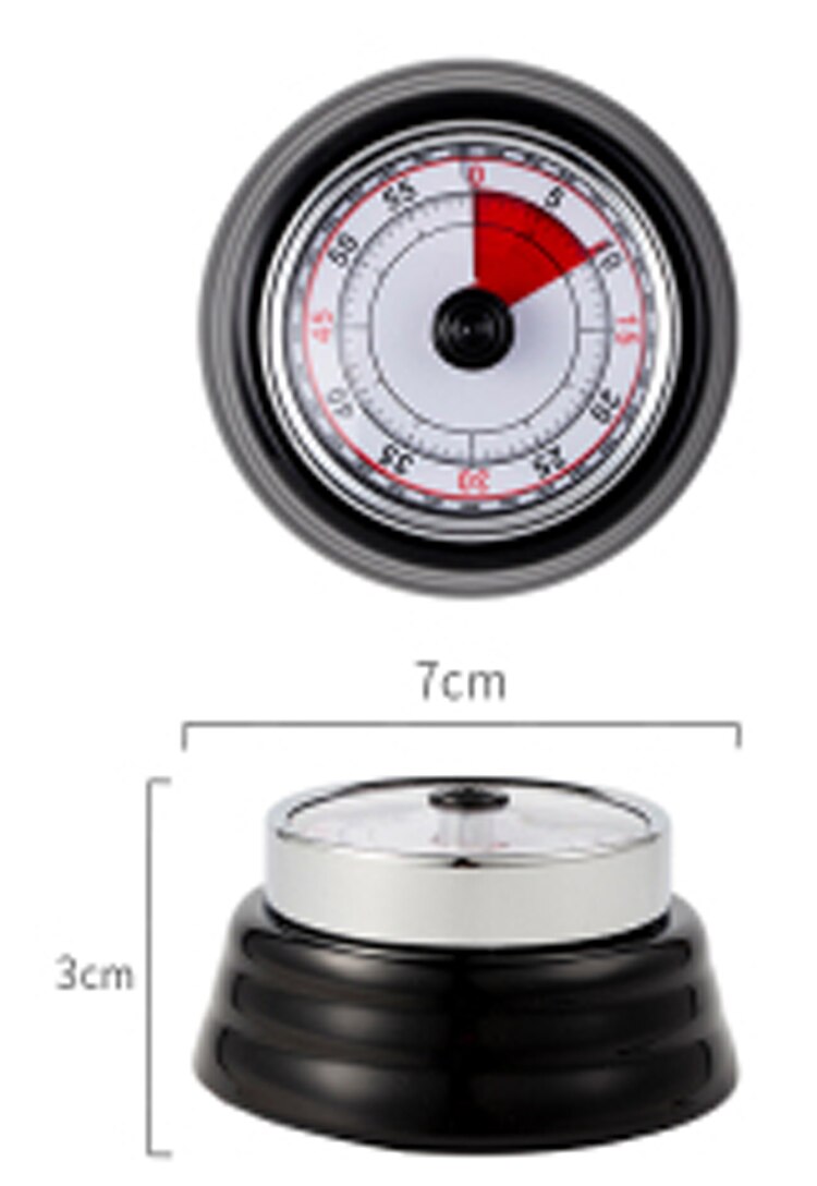 Mechanical Timer Bakery Cooking Shower Study Minutnik Set Time Reminder Countdown Alarm Clock with Magnet Fix Kitchen Supplies: Black