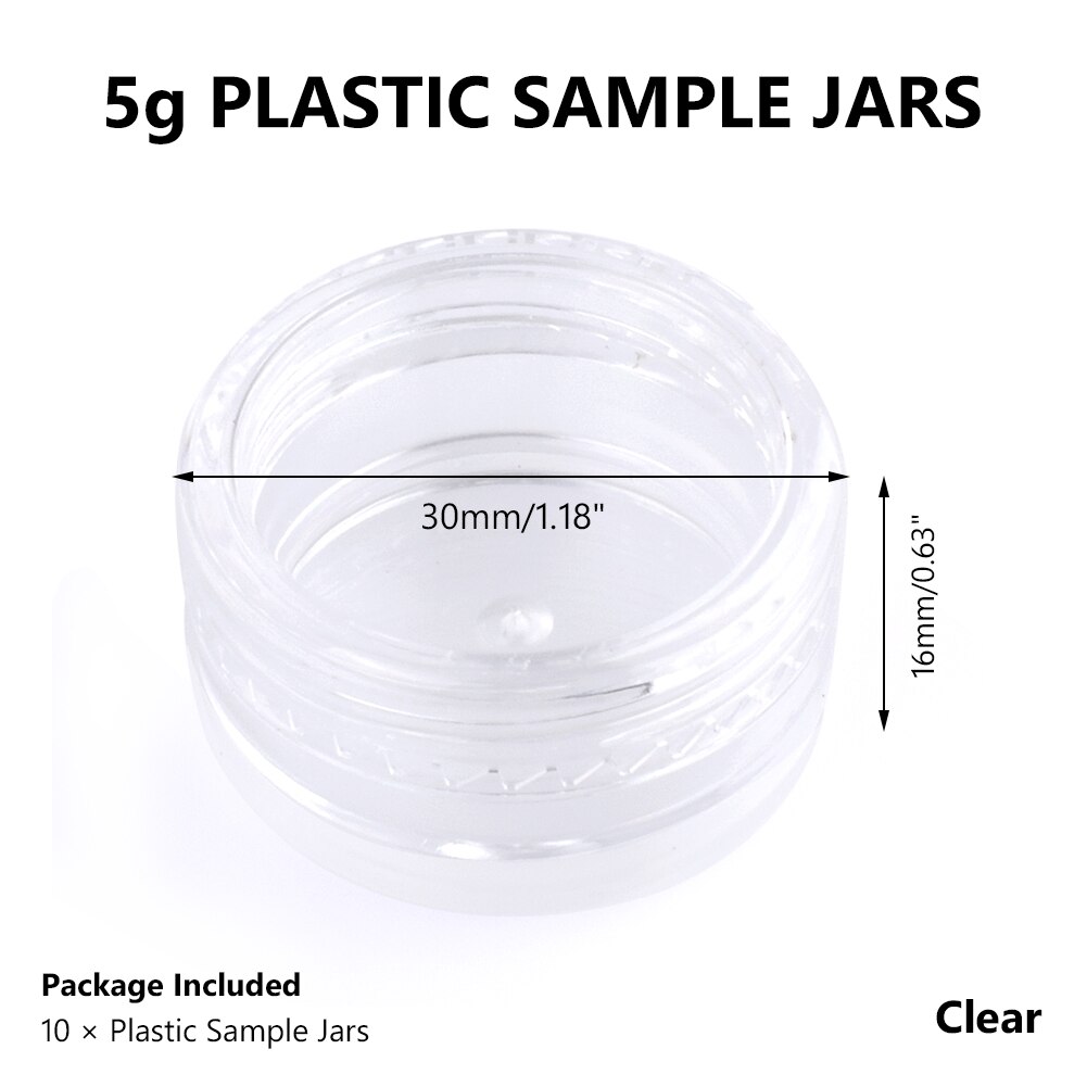 10pcs 3g/5g Empty Plastic Clear Cosmetic Jars Makeup Container Lotion Bottle Vials Face Cream Sample Pots Gel Box Plastic Sample: 5g Transparent