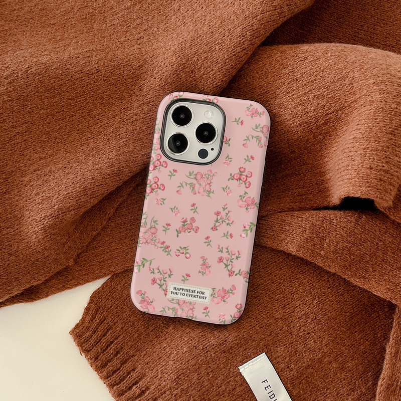 Pink Flowers Phone Case for IPHONE 16 15PRO MAX 14 13 12 11 Plus Acrylic TPU Two in One Mobile Phone Cover Cases