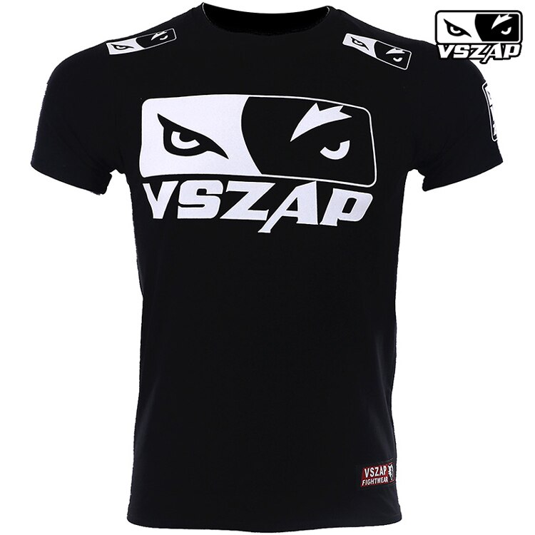 Vszap mma boxning sport t-shirt muay thai slåss fitness elasticitet skjorta tröjor boxning kläder muay thai shorts mma: L