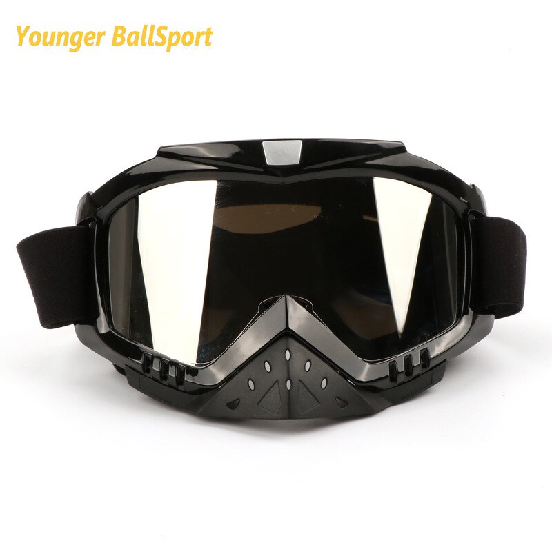 Motorcycle Protective Gears Flexible Cross Helmet Face Mask Motocross Goggles ATV Dirt Bike UTV Eyewear Gear Glasses Ski goggles: black-silver
